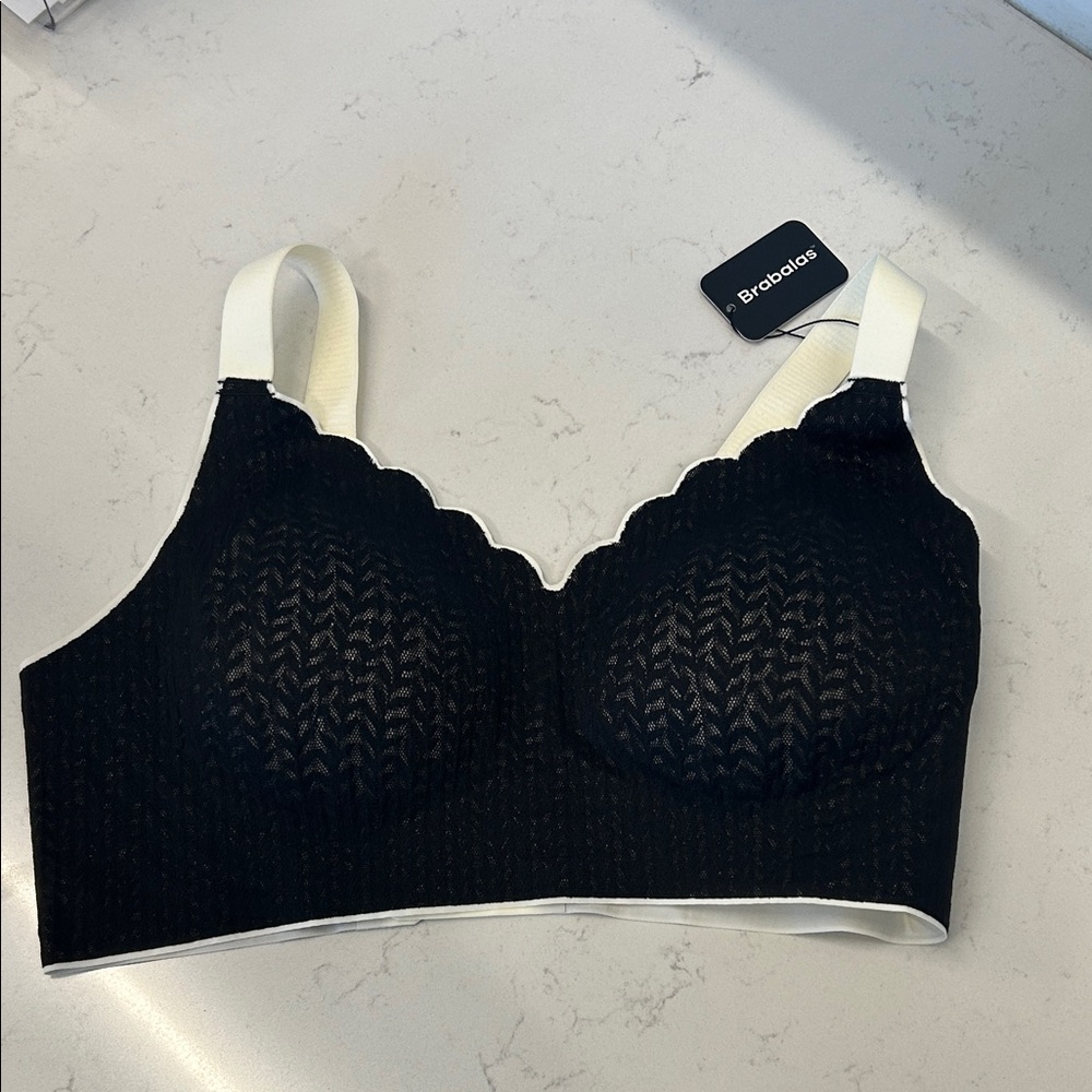 Chic Black and White Lace Bra